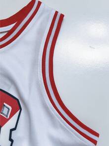 KTYSDE Men's Basketball Jersey, #14 CARP Retro Letter Embroidery Loose Sleeveless Round Neck Tank Top, Suitable For Basketball Training, Match, Sports, Running, Fitness, Street Fashion, - White - View 5