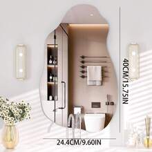 Miroir mural asymétrique, autocollant de miroir acrylique sans cadre asymétrique, convient pour le salon, l'entrée, le couloir, la salle de bain, la chambre à coucher, décoration murale à fixer au mur - Autocollant miroir irrégulier - Voir 12