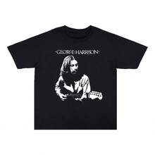 Camiseta Estampada Del Cantante Y Músico George Harrison 202 - Negro - Ver 1