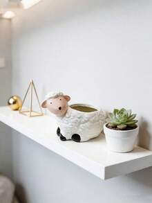 1 pièce Pot à plantes succulentes en résine en forme de mouton mignon, décoration de bureau en forme d'animal de dessin animé - Pot de fleurs en forme de mouton - Voir 7