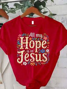 TallaGrande,CamisetadeMujerTrebalenaDe gran tamañoconEstampadoFloralTodoMiEsperanzaEsEnJesús"-CamisetaGráficoCristiana100%CómodaconEstampadoMulticolorVibranteSuperiorInformaldeMangaCortaconCuelloRedondoparaIglesia,Conjunto de ropaInformalyVeraniego,RopaparaelDíadelaMadre,EnvíoGratisCamiseta deportiva para mujerCamiseta deportiva para mujer - Blanco - Ver 7