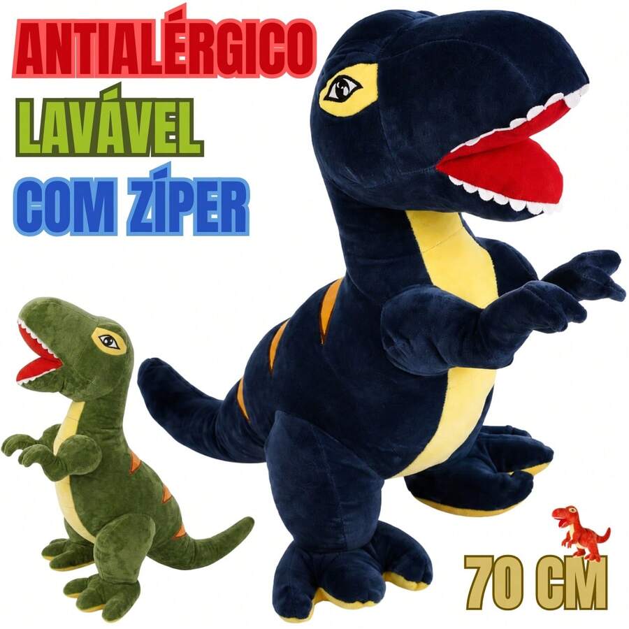 Dinossauro T-Rex – Macio, Lavável e Seguro 70cm - Azul - Visão 1