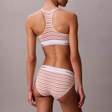 Calvin Klein Calvinklein Icon Cotton Modal Unlined Bralette QF8493 - Pulse Stripe Mango Fizz - Xem 5