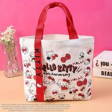 SANRIO Hello Kitty 女士大容量手提包/单肩包/旅行包，Hello Kitty 帆布手提包，可爱 KT 手提单肩包，卡通多功能手提包，大容量通勤包，适合旅行、返校、通勤 - 彩色 - 查看 16