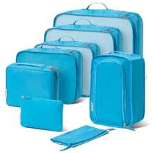 Carrywell - Cubos de embalaje para maletas y equipaje de mano bolsas organizadoras de equipaje para ropa y artículos esenciales de viaje 8 unidades (no fabricado en China - Azul - Ver 9