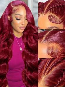 250% Density 99j Burgundy 13x4 Lace Front Human Hair Body Wave 30 36 Inch Red Colored Lace Frontal Wigs Brazilian For Women - S99J - View 4