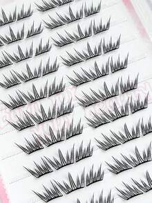Set de 60 piezas de pestañas postizas ligeras y delgadas de segmento sin pegamento de color azul claro con forma de lágrima para verano, naturales y cómodas, adecuadas para principiantes, personas con párpados caídos, uso diario, citas y salidas - Ver 3