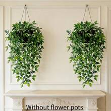 Planta en maceta de mandala, decoración colgante de hojas verdes para exteriores, planta verde artificial para valla y jardín, planta verde artificial de alta calidad en maceta para decoración del hogar y oficina - Verde militar - Ver 15