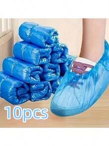 100pcs Durable Disposable Plastic Shoe Covers, Slip-Resistant Waterproof Boot Covers, Mud-Proof Shoe Covers For Work Boots, Indoor Carpet Protection, Suitable For Indoor, Office, Rainy Days, Schools, Offices, Home And Travel - Multicolor - View 13