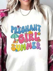 Summer T-Shirt For Pregnant Women 100% Cotton, Maternity T-Shirt, Mother's Day T-Shirt, Printed T-Shirts 100% Cotton For Women, Spring/Summer Graphic T-Shirts For Women, Breathable And Comfortable. - 孕婦襯衫006 - 查看 8