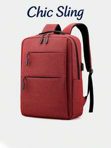 SHILAN Mochila para portátil de 15.6 pulgadas para viajes de negocios, diseño de bolsillo frontal con múltiples compartimentos, mochila de almacenamiento de gran capacidad, adecuada para viajes de negocios y viajes - Rojo - Ver 2