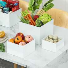 1/6pcs Acrylic Buffet Display Stand, Food Display Rack, Suitable For Buffet Table, Hollow Bottom Dessert Cube Box, White Cube Desktop Storage Rack Storage Box, Suitable For Dessert And Cake Display In Parties, Weddings And Other Holidays - Multicolor - View 6