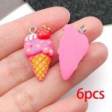 6/12pcs Resin Cute Strawberry Ice Cream Charms Kawaii Charms, Cute Keychain Charms,For DIY Bracelet Necklace Earrings Jewelry Making 13x26mm - Pendants - View 14