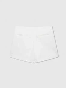 Minifalda asimétrica envolvente de unicolor casual para mujer, falda-pantalón minimalista de moda para el verano - Blanco - Ver 2