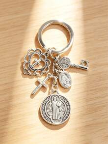 1pc Religious Novelty Keychain | Cross Keychain With Assorted Accessories, Prayer Protection Pendant Suitable For Bag And Phone Decoration, Exquisite Creative Gift - Multicolor - View 6