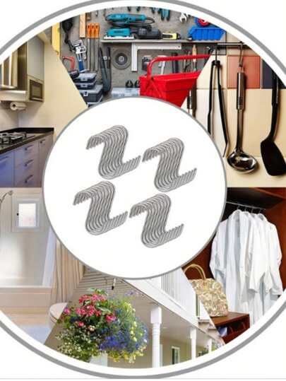 5 móc chữ S bằng thép không gỉ chịu lực cao, chống trầy xước, có thể điều chỉnh, gắn tường, dễ lắp đặt, kiểu dáng hiện đại, thích hợp để sắp xếp đồ dùng nhà bếp và phòng tắm.
