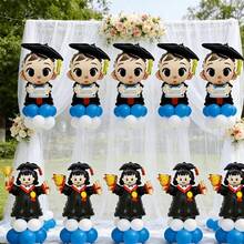 10pcs Graduation Boy & Girl Mini Foil Balloon Set, Indoor & Outdoor Graduation Party Decorative Balloons - View 2