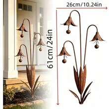 Vintage Iron Bluebell Flower Pot Stake, Rustic Decor For Garden, Versatile For Various Garden Scenes, Unique And Durable Design For Yard Landscaping And Scene Decoration - Bluebell - View 3