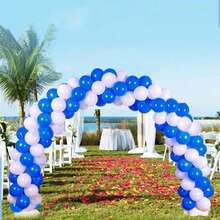 31pcs/Set Royal Blue And White Latex Balloons, 10 Inch With Ribbons, For Birthday, Graduation, Anniversary, Wedding, Bridal Shower, Party Decorations - Set - View 5