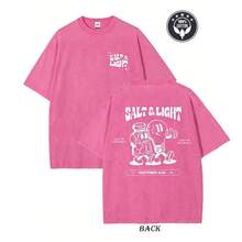 Camiseta Gráfica "Sal y Luz" Mateo 5:13, Camiseta Cristiana Retro de Algodón con Versículo Bíblico - Rosa - Ver 4
