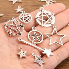 10pcs/30pcs Zinc Alloy Ocean Themed Pendants, Mixed With Silver/Gold Mermaid Tail, Seahorse, Seashell, Starfish, Heart, Geometric Shapes, Leaves, Musical Instruments Like Piano, Guitar, Microphone, Trumpet, Summer Beach Jewelry Making Supplies - Plated - View 3