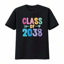 Luxury Cotton T-Shirts With Class Of 2026 Graphic Print For Men And Women, Short Sleeve, Summer Urban Fashion Clothing - 黑色 10 - 查看 11