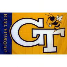 GEORGIA TECH YELLOW JACKETS 3 # 039;X5 # 039; POLY FLAG - 1PC - Xem 1