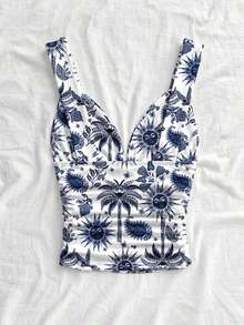 Camiseta de mujer elegante para vacaciones, de tela de punto a lunares, con tirantes retorcidos y fruncidos, de ajuste ceñido, adecuada para vacaciones, citas, té de la tarde, playa, crucero, viaje a la ciudad, vacaciones en la isla, festival de música, vacaciones bohemias, se puede usar por dentro o por fuera - Multicolor 5 - Ver 2