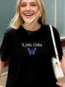1 Piece Artsadd Little Osha Butterfly, Quick-SilverCallie Hart Merch, Saeris Fane Kingfisher Inspired, Unisex Oversized Fan T-Shirt, 180g 100% Cotton - 5-黑 - 查看 12