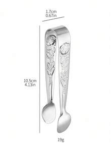 1pc Stainless Steel Vintage Rose Pattern Sugar Cube Tongs, Ice Bucket Tongs - View 2
