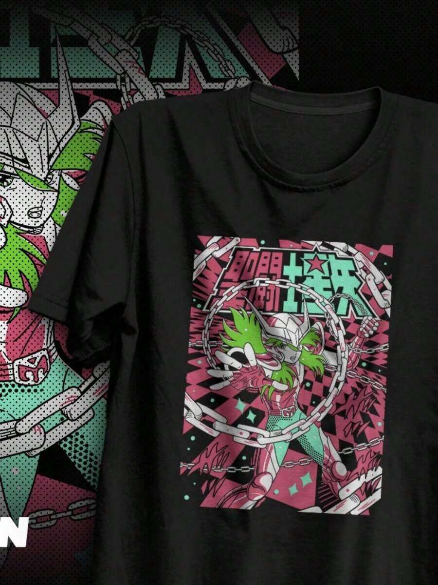 Camiseta negra de manga corta Anime Dragón Negro Gráfico Camiseta negra de manga corta Absorbente, transpirable y unisex, estilo sin opresión, adecuada tanto para hombres como para mujeres, cuello redondo, 180G% algodón, cómoda y suave, adecuada para todas las estaciones, para regalar en festivales Y2k Camiseta Camisa De - Negro - Ver 1
