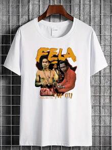 Graphic T-Shirt - Bright Yellow And Orange Design With A Bold "" Logo, Short Sleeves, Round Neck, Casual Style, Perfect For Music Lovers, Suitable For All Seasons, Music Lover Clothing_bold Graphic T-Shirt_comfortable Fit, Clothes (1) - Black - View 1