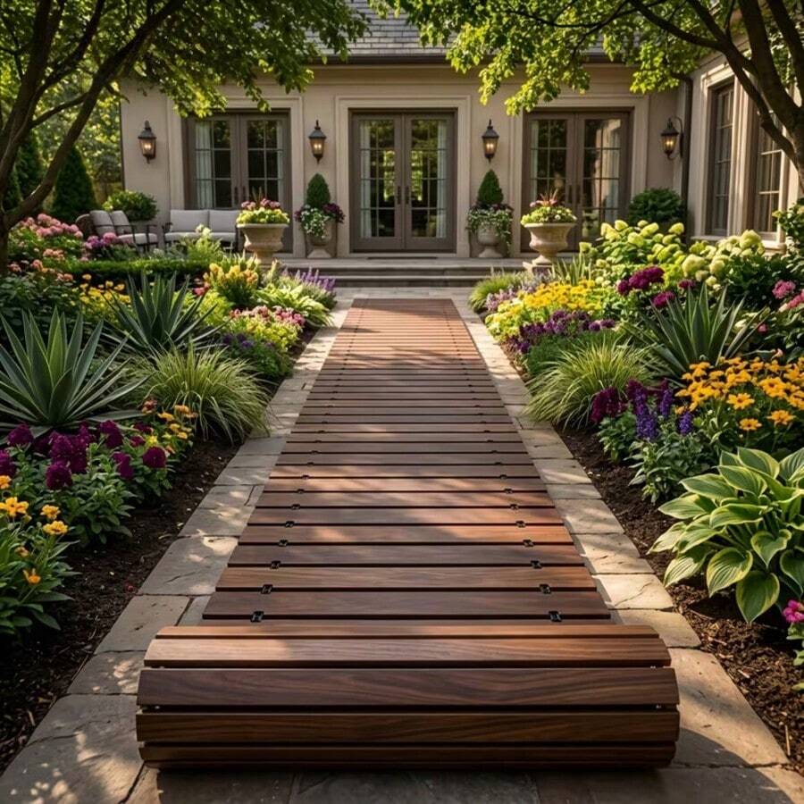 Durable And Adaptable Wooden Lawn Garden Paths In Any Scene, Available In Two Sizes -6FT(72in) , With Sturdy Landscape Boundaries Suitable For Paths, Flower Beds, Gardens, And Greenhouses - 72英吋 - 查看 1