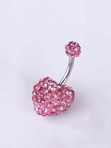 1pc Skin-Friendly Hypoallergenic 5A Zirconia Titanium Steel Navel Piercing Ring, Sparkling Zirconia Mud Ball Navel Ring, Heart Shaped Navel Stud, Colorful Zirconia Unisex Body Piercing Jewelry - Heart-shaped Belly Button Ring - View 14