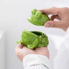 Ceramic Frog Ashtray, Made Of Ceramic, Green And Windproof, A Creative And Cute Desktop Ashtray, A Fresh And Green Home Decoration, Suitable For Homes, Offices, Desktops, Outdoor Terraces And Other Places. - One Size Fits All - View 4