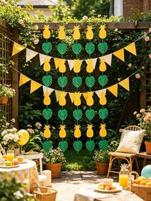 1Set Hawaiian Pineapple Palm Leaves Hanging Gardland,Summer Paper Tropical Leaf Monstera Leaves Decorations,Theme Party Supplies,Suitable For Beach,Pool,Outdoor,Wedding,Birthday,Vocations,For Home,Yards,Bedroom Decor - A - View 8