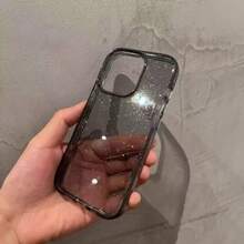 Minimalist Shockproof Thick Glitter Transparent Phone Case, Suitable For IPhone 16 Pro Max/16/16 Pro/16 Plus/15/15 Pro Max/15 Plus 15 Pro/14 Pro Max/14 Pro/14/13 Pro Max/13/13 Pro/13 Pro Max/12/12 Pro Max/12 Pro/11/11 Pro Max/11 Pro Soft Protective Cover - Black - View 3