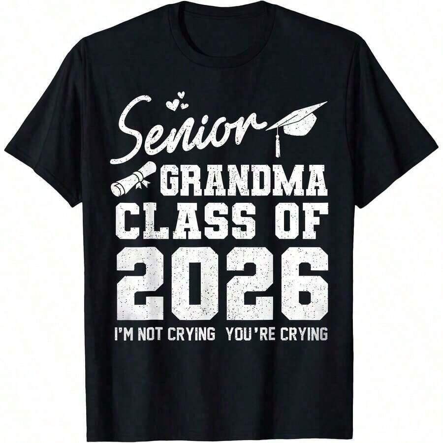 Matching Family Shirts "Proud Brother Of A 2026 Graduate", For Women And Men, Short Sleeve, Casual Style, Unisex, Sporty, For Parties, Gift, Holidays, Sizes S-3XL, Black, Breathable And Comfortable. - 黑色 5 - 查看 1