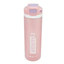 Nuvó Botella Deportiva Con Muñequera Y Popote Silicón, Botella Agua "Energy", Varios Colores, Tapa  PushUp, Colección Sport, Para Gimnasio, Trabajo, Escuela, Capacidad 650 Ml Rosa - Rosa - Ver 7