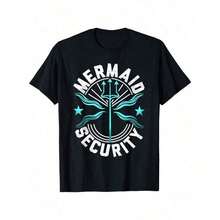 Camiseta de Verano para Hombre con Diseño Divertido de Sirena de , Regalo para Hombres Marinos, Cómoda - Transpirable, Suave, Ligeramente Elástica, Estilo Casual Urbano Hip Hop, Manga Corta, 100% Algodón, Camiseta Unisex con Personalidad - Negro - Ver 6