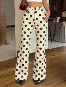 Pantalones negros acampanados casuales de ajuste ceñido con botones delanteros de unicolor para mujer - Multicolor - Ver 3