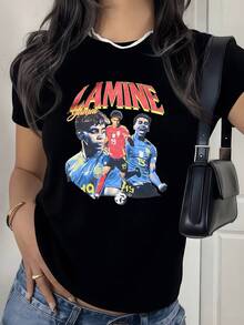 Celebrate Football Glory With This Women's Jersey Featuring Talented Players And Gavi In Action, Wearing Their National Team's Iconic Jerseys, Surrounded By The Spirit Of Victory And The Number 19 Symbolizing Their Youth And Promise In The Beautiful Game, A Perfect Tribute For True Fans. - 黑色 - 查看 8