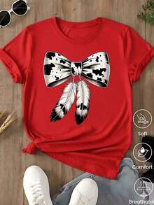 Unisex Casual One-Piece T-Shirt! The Women's Version Features A Classic Black Base With A Leopard And Lion Print, Offering A Retro-Chic And Versatile Style. Effortlessly Create A Casual Urban Look, Suitable For Everyday Wear, Vacations, And Leisure Activities. - 紅色的......... - 查看 7