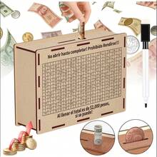 1 chiếc ống tiết kiệm tiền xu bằng gỗ tự làm hình đồng Peso, có thể tái sử dụng và viết được, thích hợp đựng tiền xu và tiền giấy, bền và chống nước. - Nhiều màu - Xem 5