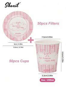 shoxil Set Kopi Pita Merah Muda, Cangkir Kertas Sekali Pakai Modis dan Kertas Filter Kopi UFO, Set Lengkap untuk Menyeduh Kopi Tetes, Cocok untuk Rumah, Perjalanan, dan Hadiah - berwarna merah muda - View 16