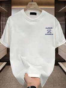 Camiseta de manga corta para hombre,% algodón, de marca de moda, estilo casual de verano, talla, corte holgado, prenda versátil adecuada para todas las estaciones. Se puede usar como capa base en primavera y otoño o sola en verano. Estilo unisex, perfecta para amigos. Camiseta de marca de moda,% algodón y de peso pesado. - Blanco - Ver 2