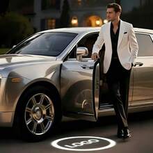 2-Pcs Automatic Induction Door Welcome Light With Logo Projection - Battery Powered (Product Without Battery), Automatic Induction Decorative Door Foot Atmosphere Light, Suitable For Audi, Opel, Peugeot, Renault, Chevrolet And Other Models, The Most Fashionable Gift - Carbon Fiber Version - View 4
