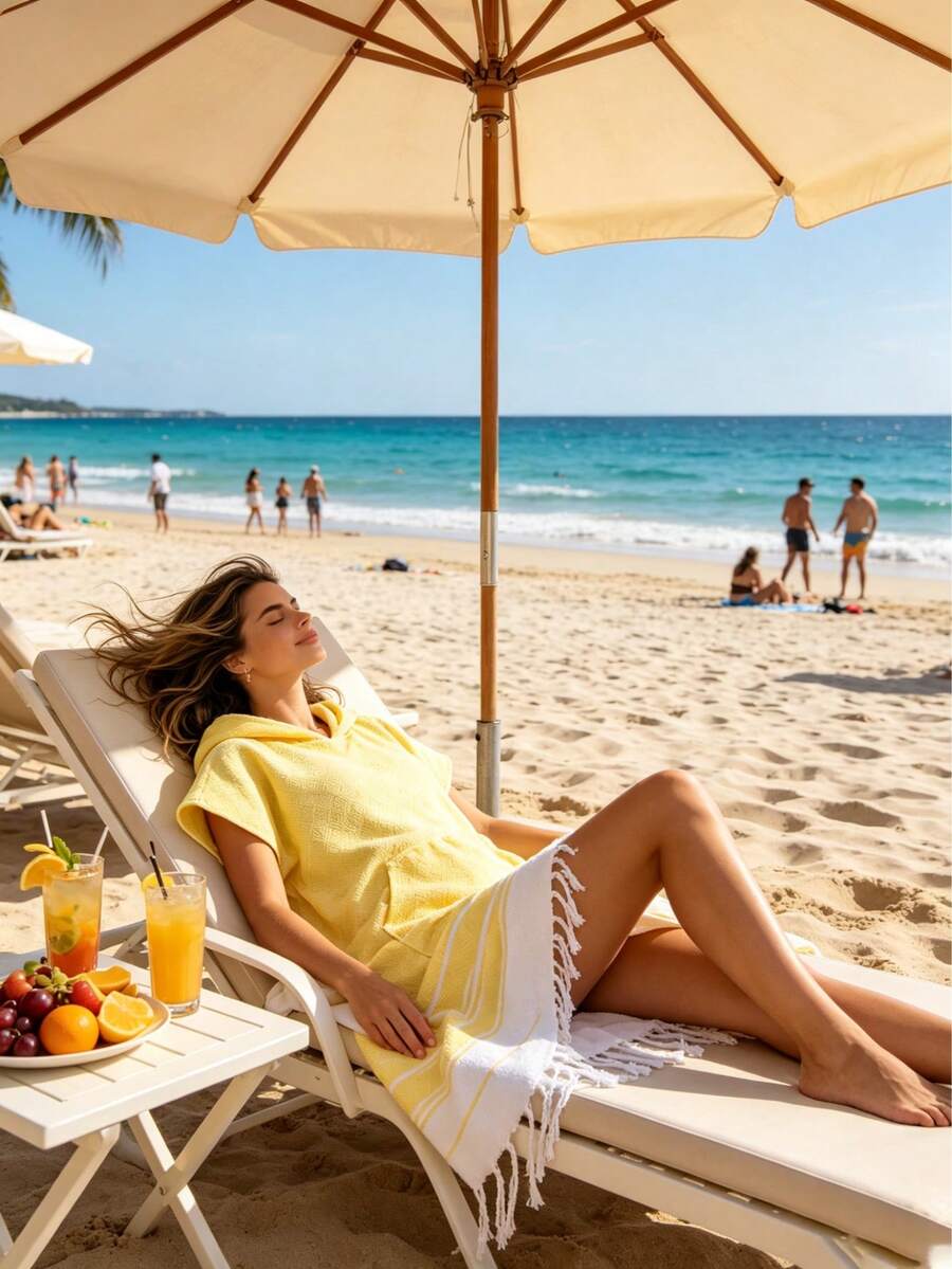 Peignoir une pièce pour femmes, robe de chambre ample, tenue décontractée, serviette de plage à capuche, châle de plage multifonctionnel, peignoir et enveloppe de surf anti-sable, parfait pour la natation, la douche, les vacances et le surf. Très absorbant, toucher doux, essentiel pour la natation, les voyages, la plage, la rentrée scolaire et l'été, 1 pièce incontournable de l'automne. - Multicolore - Voir 1
