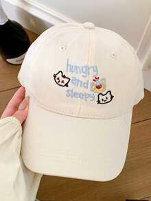 1顶猫咪字母刺绣棒球帽，宽帽檐，适合圆脸，日常及户外佩戴皆宜。 - 彩色 - 查看 10