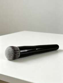 1pc Large Round Foundation Brush - Professional Synthetic Fiber Makeup Brush, Suitable For Contouring, Foundation, Concealer, Blush, Bronzer And Powder Application - Black - View 8